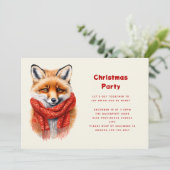 Cute Fox in a Red Scarf Autumn Image Christmas 招待状 (スタンド正面)