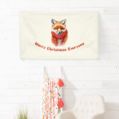 Cute Fox in a Red Scarf Autumn Image Christmas 横断幕 (インサイチュ)