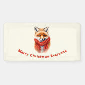 Cute Fox in a Red Scarf Autumn Image Christmas 横断幕 (横)