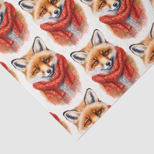 Cute Fox in a Red Scarf Autumn Image Pattern 薄葉紙 (詳細)