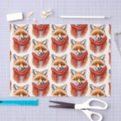 Cute Fox in a Red Scarf Autumn Image Pattern 薄葉紙 (クラフト)