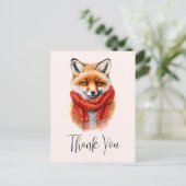 Cute Fox in a Red Scarf Autumn Image Thank You ポストカード (スタンド正面)