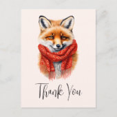 Cute Fox in a Red Scarf Autumn Image Thank You ポストカード (正面)