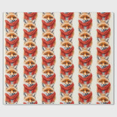 Cute Fox in a Red Scarf Autumn Pattern ラッピングペーパー (フラット)