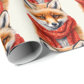 Cute Fox in a Red Scarf Autumn Pattern ラッピングペーパー (ロールコーナー)