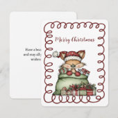 Cute Fox In Santa's Sack of Presents シーズンカード (正面/裏面)