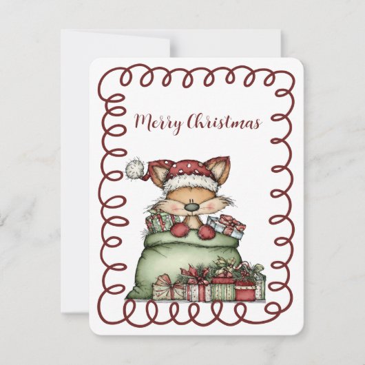 Cute Fox In Santa's Sack of Presents シーズンカード (正面)