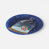 Cute fox inside a snow globe ペーパープレート (アングル)