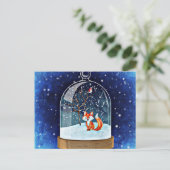 Cute fox inside a snow globe ポストカード (スタンド正面)