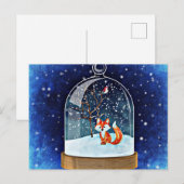 Cute fox inside a snow globe ポストカード (正面/裏面)