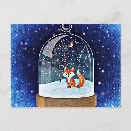 Cute fox inside a snow globe ポストカード (正面)