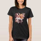 Cute Fox Japanese  Cherry Blossom Flower Artwork Tシャツ (正面)