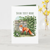 Cute fox lovers add text  カード (黄色い花)