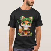 Cute Fox Loves Beer St Patrick s Day Tシャツ (正面)