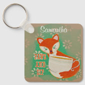 Cute Fox Paws and Sip Quote Personalised キーホルダー (正面)