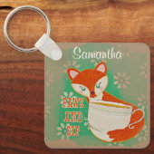 Cute Fox Paws and Sip Quote Personalised キーホルダー (正面)
