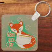 Cute Fox Paws and Sip Quote Personalised キーホルダー (裏面)