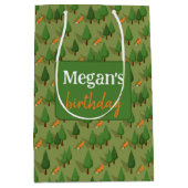 Cute Fox Personalized Name  ミディアムペーパーバッグ (正面)