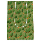 Cute Fox Personalized Name  ミディアムペーパーバッグ (裏面)