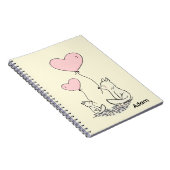 Cute Fox Pink Hearts Spiral Notebook  ノートブック (右側)