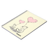 Cute Fox Pink Hearts Spiral Notebook  ノートブック (左側)