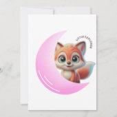 Cute Fox Pink Moon Card 招待状 (正面)