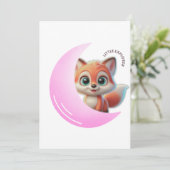 Cute Fox Pink Moon Card 招待状 (スタンド正面)