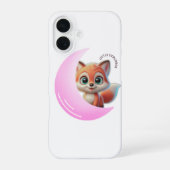 Cute Fox Pink Moon Case – Aesthetic Kawaii iPhone 16ケース (裏面)