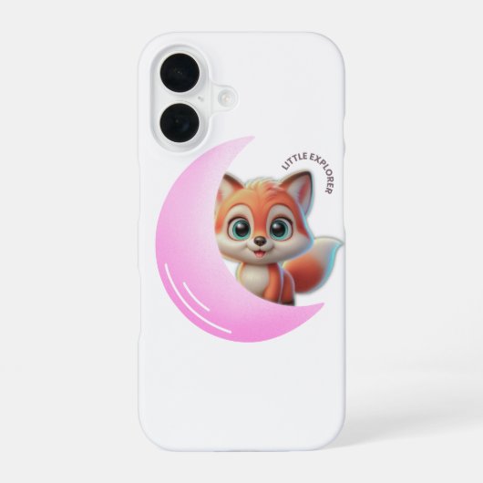 Cute Fox Pink Moon Case – Aesthetic Kawaii iPhone 16ケース (裏面)