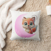 Cute Fox Pink Moon Cushion クッション (ブランケット)