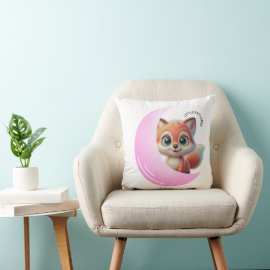 Cute Fox Pink Moon Cushion クッション (椅子)