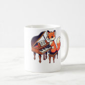 Cute Fox Playing Piano Foxes Musician Music コーヒーマグカップ (正面右)
