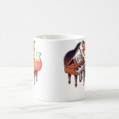Cute Fox Playing Piano Foxes Musician Music コーヒーマグカップ (中央)