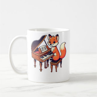 Cute Fox Playing Piano Foxes Musician Music コーヒーマグカップ