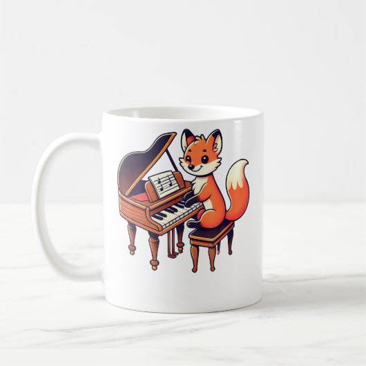 Cute Fox Playing Piano Foxes Musician Music コーヒーマグカップ (左)