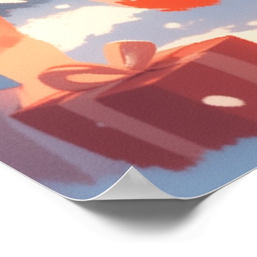 Cute Fox Playing Violin ポスター (角)