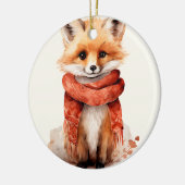 Cute Fox Pup in a Red Scarf セラミックオーナメント (左)