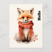 Cute Fox Pup in a Red Scarf ポストカード (正面)