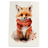 Cute Fox Pup in a Red Scarf ミディアムペーパーバッグ (裏面)