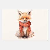 Cute Fox Pup in a Red Scarf ラッピングペーパーシート (正面)