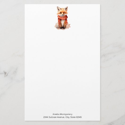 Cute Fox Pup in a Red Scarf 便箋 (正面)