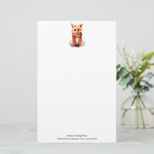 Cute Fox Pup in a Red Scarf 便箋 (スタンド正面)