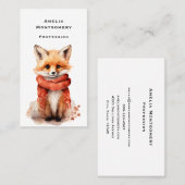 Cute Fox Pup in a Red Scarf 名刺 (正面/裏面)