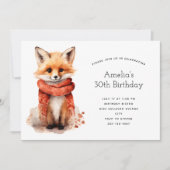 Cute Fox Pup in a Red Scarf Birthday 招待状 (正面)