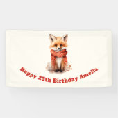 Cute Fox Pup in a Red Scarf Birthday 横断幕 (横)
