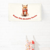 Cute Fox Pup in a Red Scarf Birthday 横断幕 (インサイチュ)