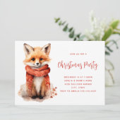 Cute Fox Pup in a Red Scarf Christmas 招待状 (スタンド正面)