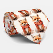 Cute Fox Pup in a Red Scarf Pattern ネクタイ (ロール)