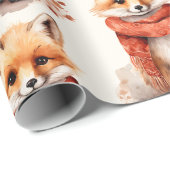 Cute Fox Pup in a Red Scarf Pattern ラッピングペーパー (ロールコーナー)