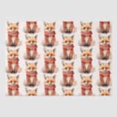 Cute Fox Pup in a Red Scarf Pattern 薄葉紙 (正面)